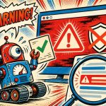 Robot wysyła prośbę o ponowne sprawdzenie przed czerwonym ostrzeżeniem przeglądarki - ostrzeżenie Google o zhakowanej witrynie